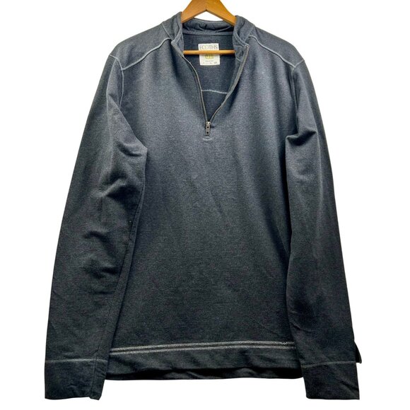Ecoths Sweater Mens 2XL 1/4 Zip Pullover Charcoal Gray Organic Cotton Preppy - Picture 1 of 8